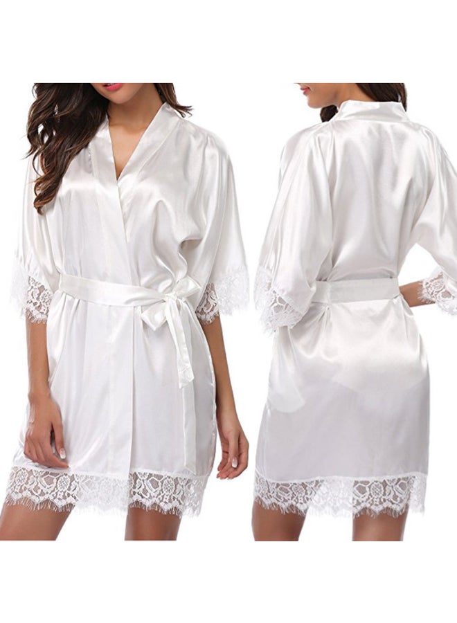 Sharpdo Solid Pattern V-Neck Nightdress White - Image 2