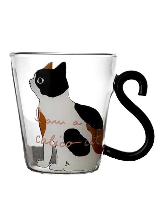CYTHERIA - Cat Printed Tea Cup White/Black/Clear 9x5.3cm - Image 1