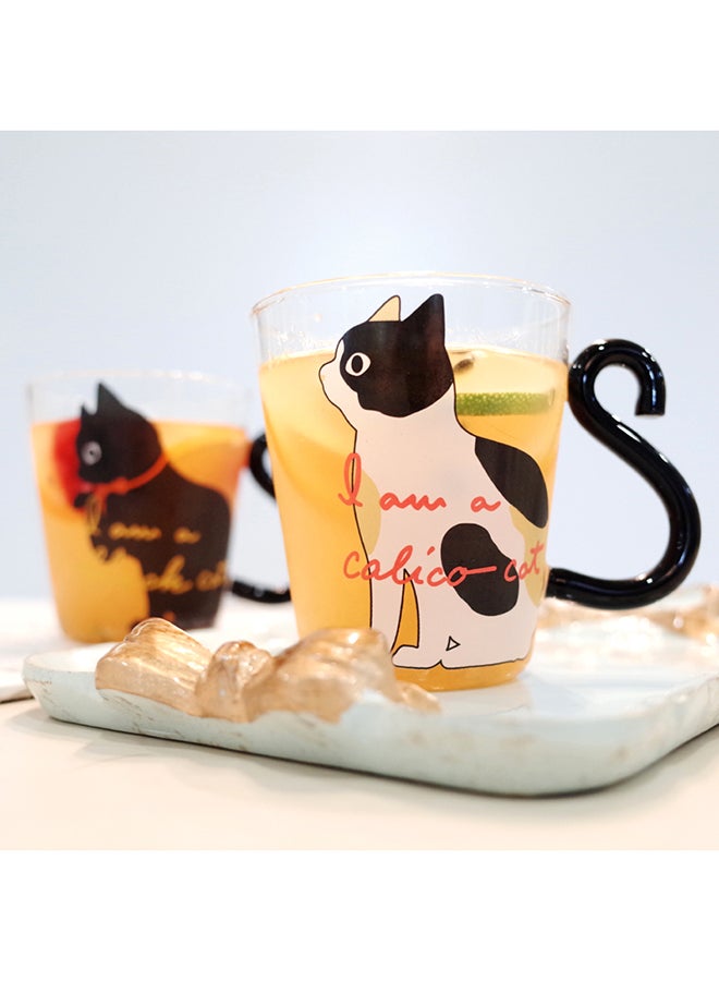 CYTHERIA - Cat Printed Tea Cup White/Black/Clear 9x5.3cm - Image 1