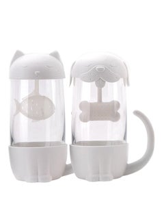 2-Piece Cat And Dog Design Tea Strainer And Infuser Mugs White/Clear