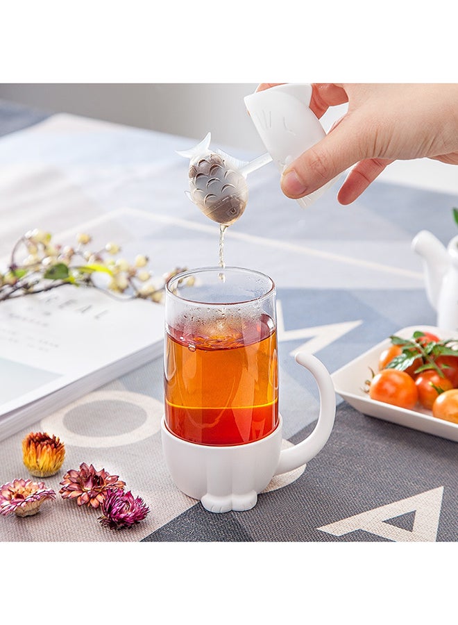CYTHERIA - 2-Piece Cat And Dog Design Tea Strainer And Infuser Mugs White/Clear - Image 1