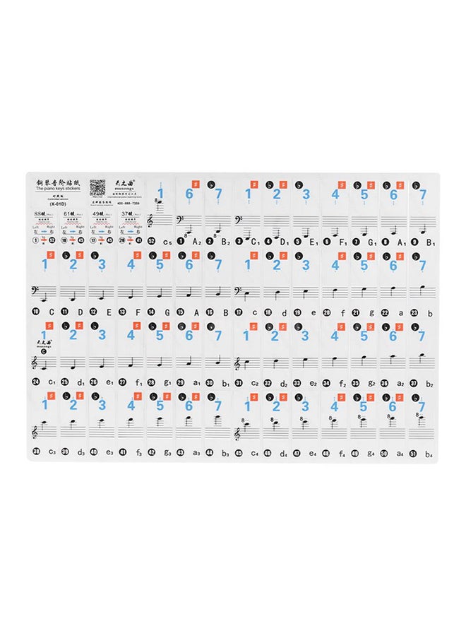Removable Transparent Piano Keyboard Stickers For 37/ 49/ 61/ 88 Key Keyboards I3532-D With I3532-D