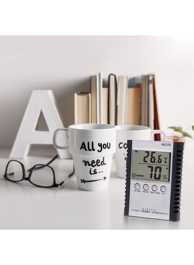 ميزان حرارة رقمي بشاشة LCD للأماكن المغلقة والمفتوحة رمادي - Image 3