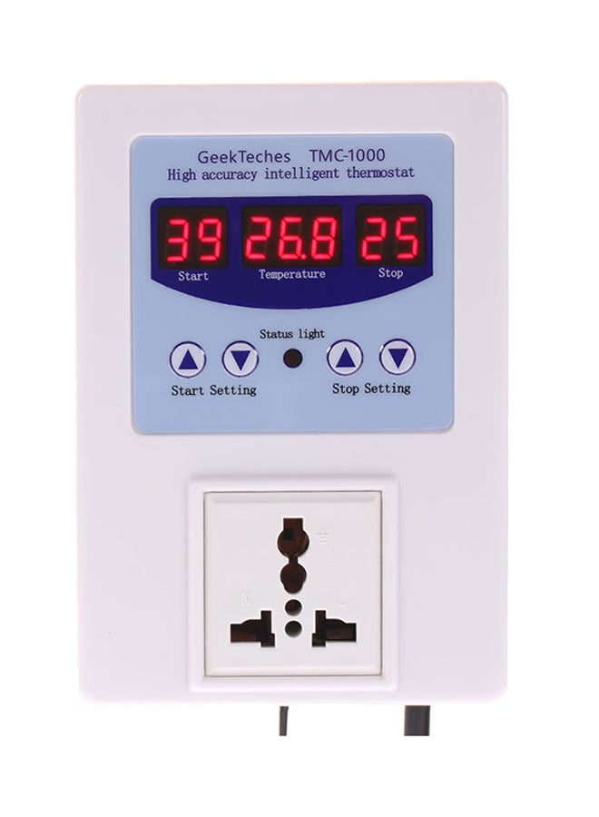 Geekteches LED Digital Intelligent Pre-Wired Temperature Controller White 140x98x44mm  - Image 1