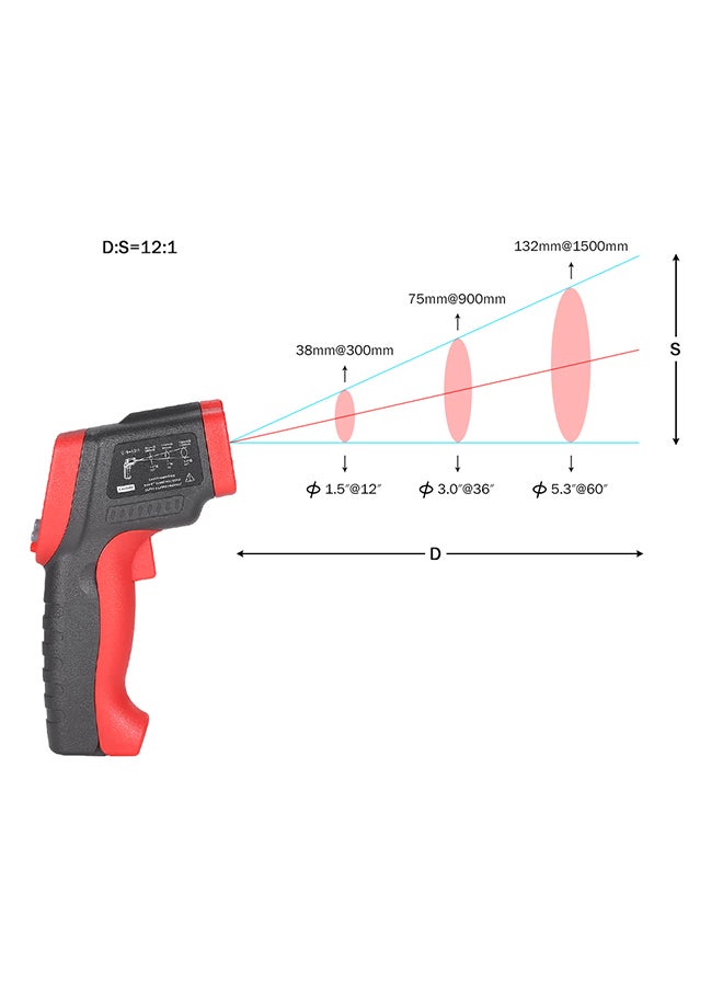 Meterk Mini Handheld Non-Contact Digital LCD IR Infrared Thermometer Red & Grey 17x9.5x4.5cm  - Image 2