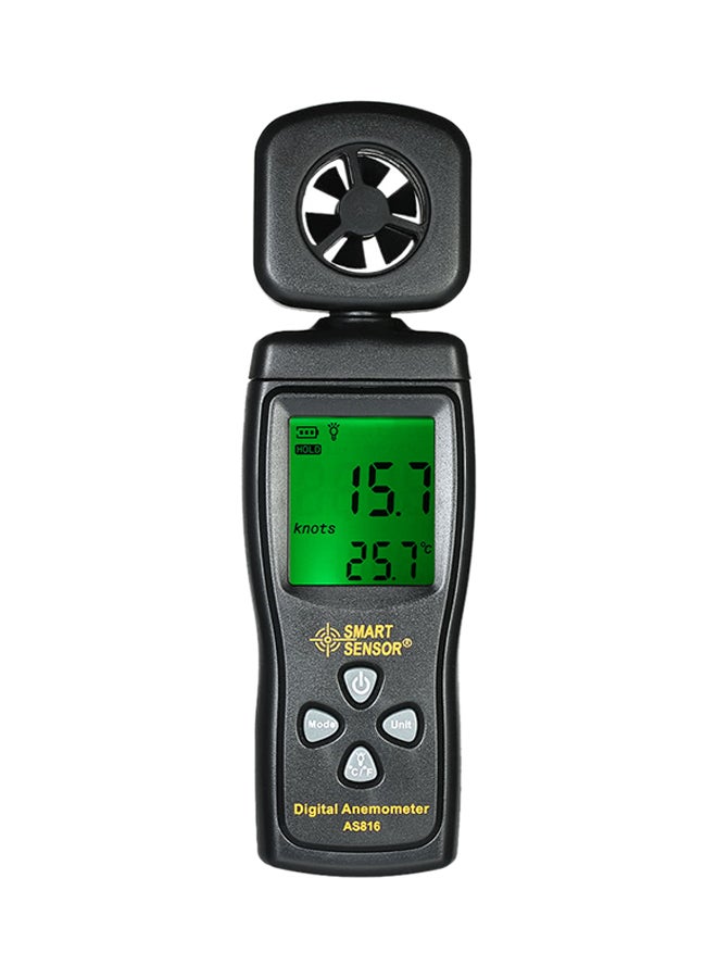 SMART SENSOR Mini LCD Digital Wind Speed Meter With Backlight Black 16.5x5x2.7centimeter  - Image 1