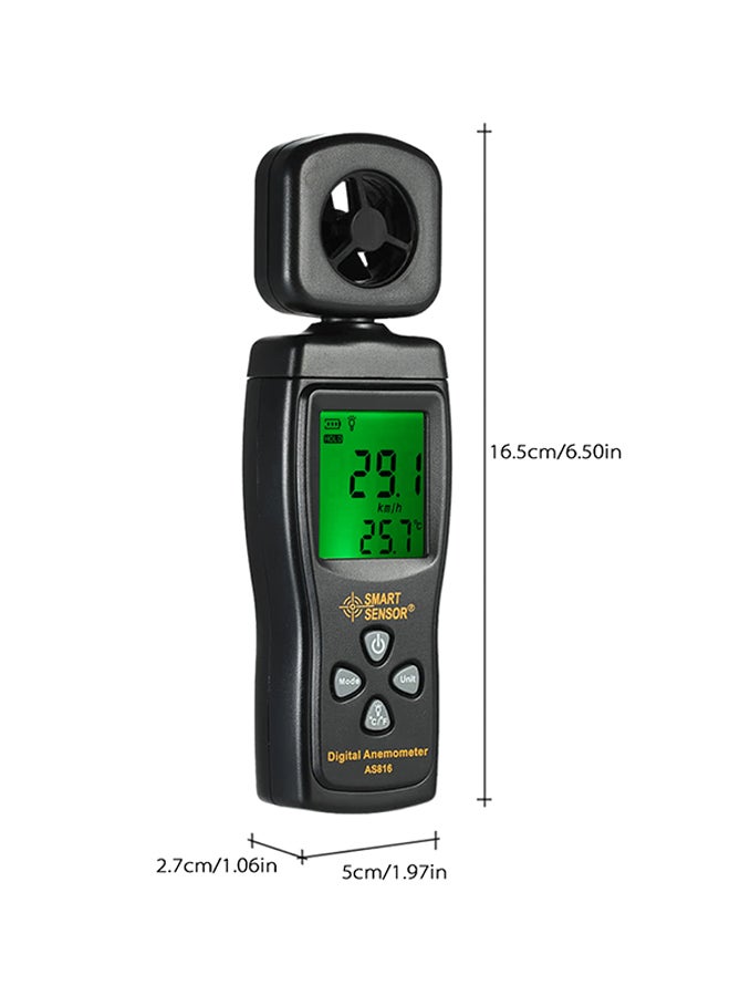 SMART SENSOR Mini LCD Digital Wind Speed Meter With Backlight Black 16.5x5x2.7centimeter  - Image 3