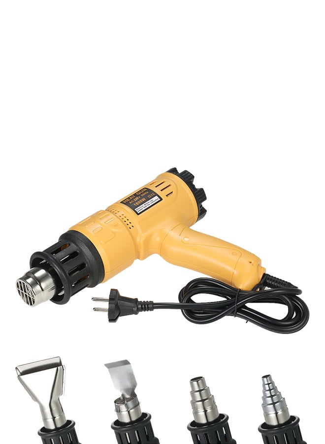 Adjustable Temperature Speed Blower Tool With 4 Nozzles AC220V EU Plug Yellow/Black 25x20x7cm