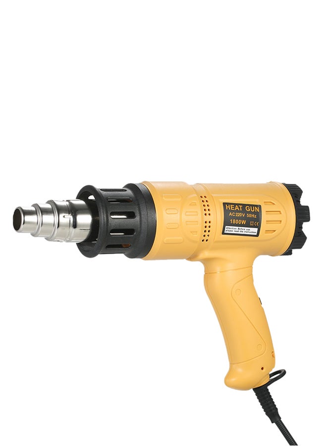 Adjustable Temperature Speed Blower Tool With 4 Nozzles AC220V EU Plug Yellow/Black 25x20x7cm