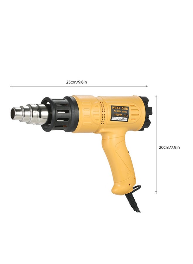 Adjustable Temperature Speed Blower Tool With 4 Nozzles AC220V EU Plug Yellow/Black 25x20x7cm