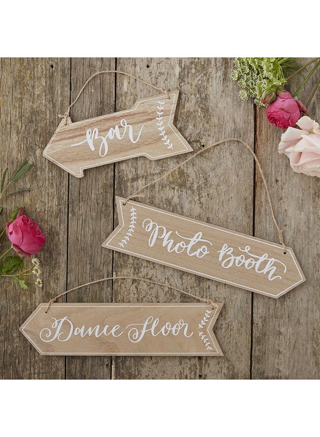 Ginger Ray 3-Piece Wooden Arrow Signpost Set 12inch  - Image 2