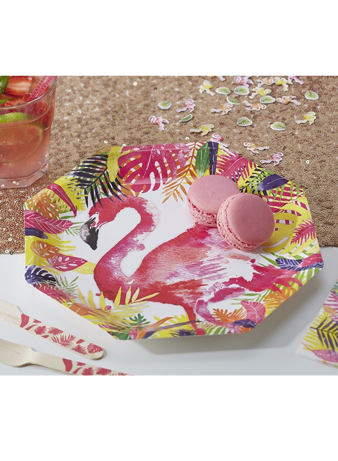 Ginger Ray - Flamingo Fun Paper Plates 10 x 24cm - Image 1