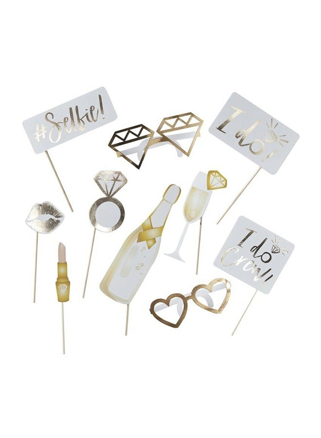 جينجر راي 10 قطع من مستلزمات التصوير مطبوع عليها عبارة "I Do"، مقاس 23 سنتيمتراً - Image 1