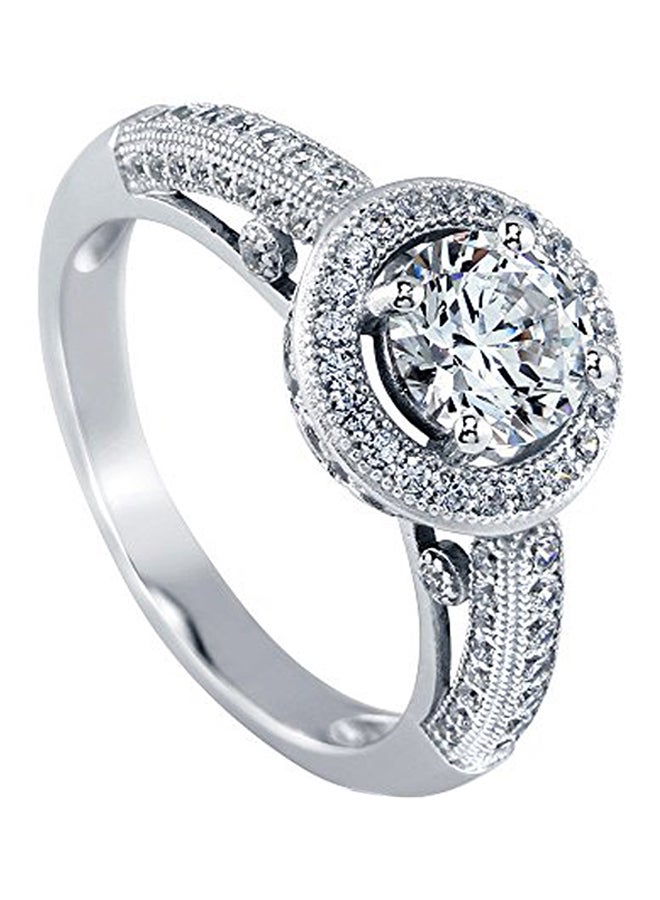 Berricle - Rhodium Plated Sterling Silver Cubic Zircon Swarovski Engagement Ring - Image 1
