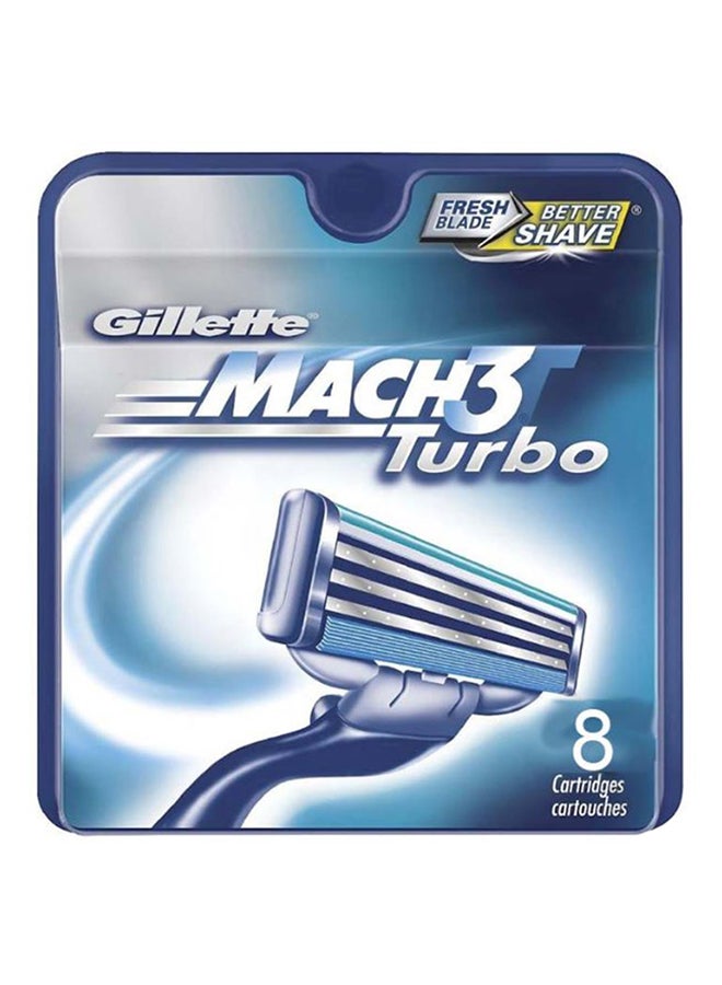 Gillette 8-Piece Mach3 Turbo Shavings Cartridges Blue/Silver