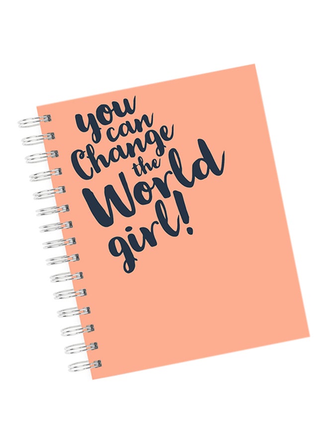 A4 You Can Change The World Girl! Notebook Orange/Blue