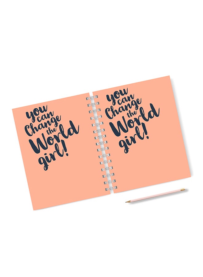 A4 You Can Change The World Girl! Notebook Orange/Blue