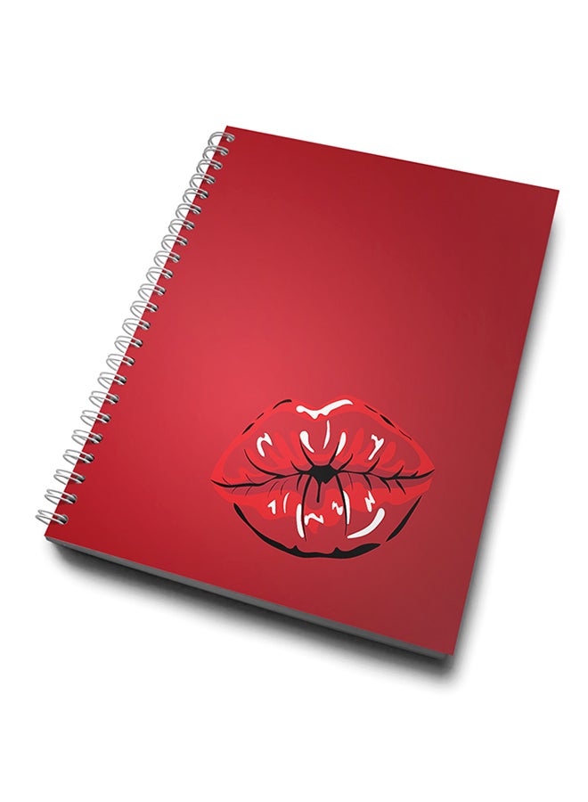 A4 Lips Pattern Notebook Red