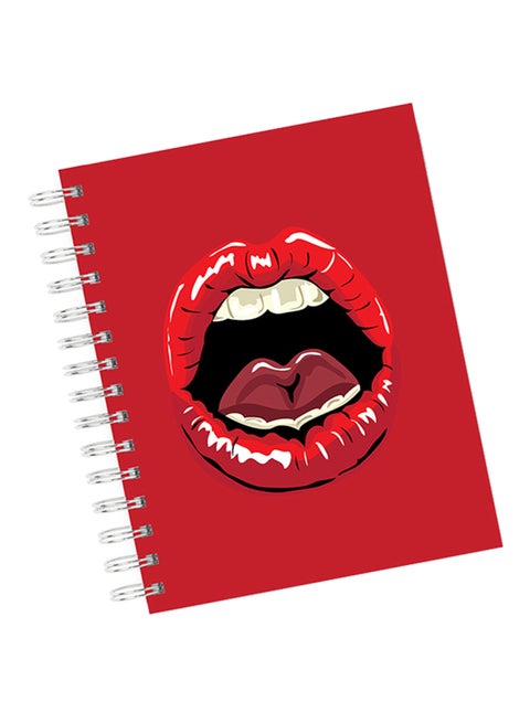 A4 Mouth Lips Lick Pattern Notebook Red
