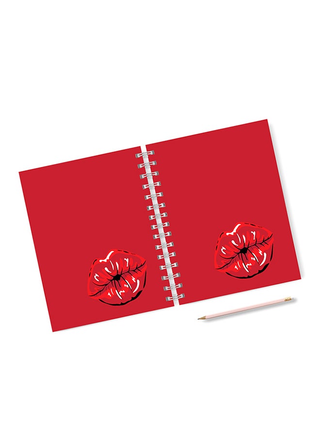 A4 Lips Pattern Notebook Red