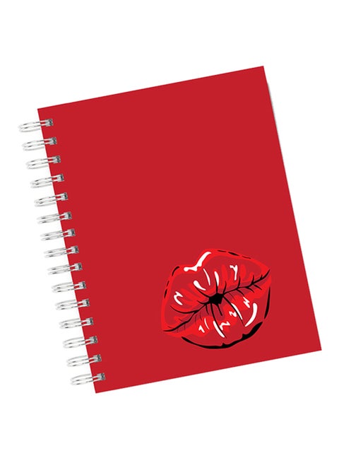 A4 Lips Pattern Notebook Red