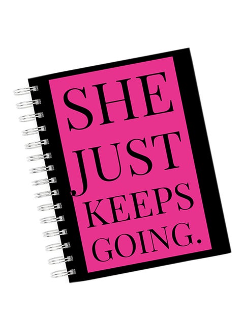 A4 She Just Keeps Going Motivation Notebook Black/Pink