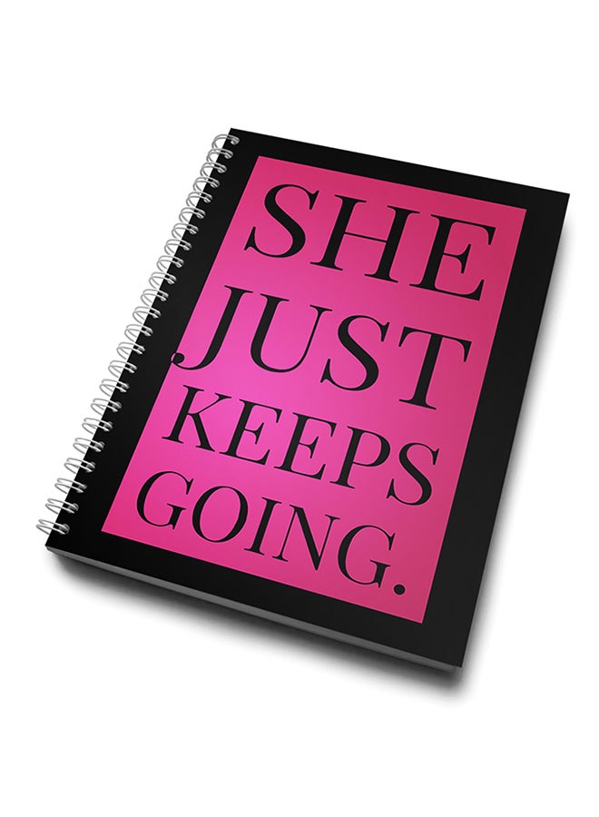 A4 She Just Keeps Going Motivation Notebook Black/Pink