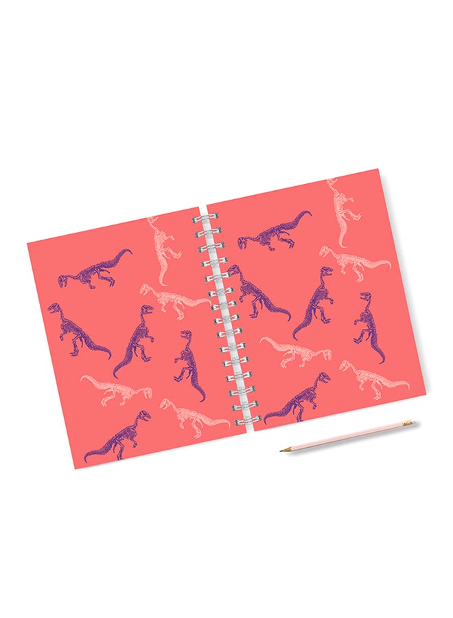 A4 Dinosaur Skeleton Pattern Notebook Pink/Purple