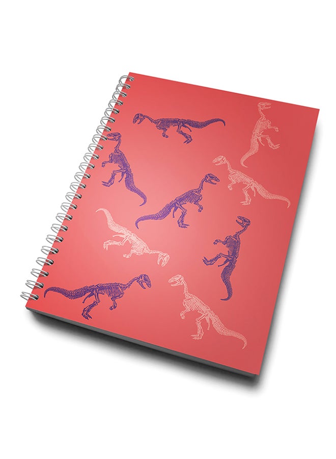 A4 Dinosaur Skeleton Pattern Notebook Pink/Purple
