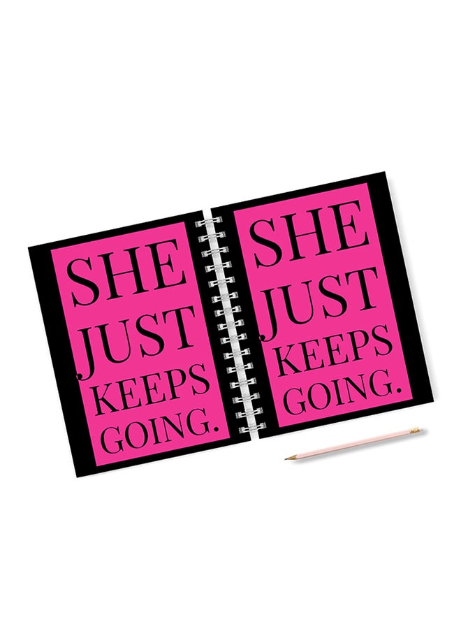 A4 She Just Keeps Going Motivation Notebook Black/Pink