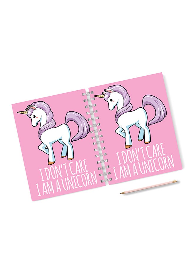 A4 I Don't Care I Am A Unicorn Notebook Pink/White