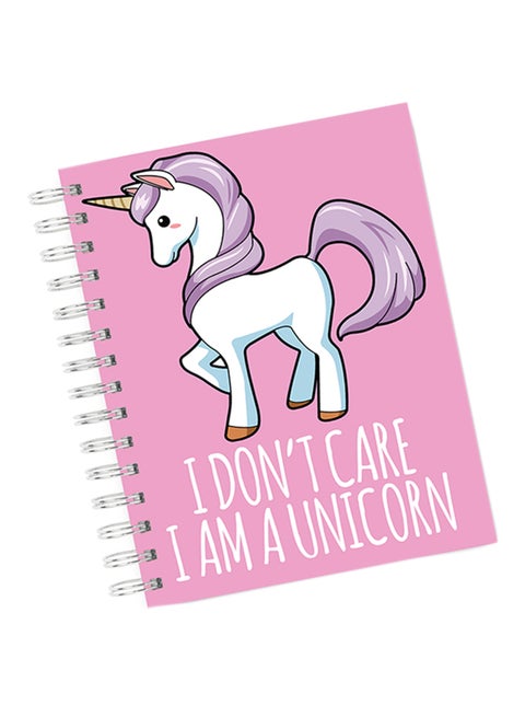 A4 I Don't Care I Am A Unicorn Notebook Pink/White