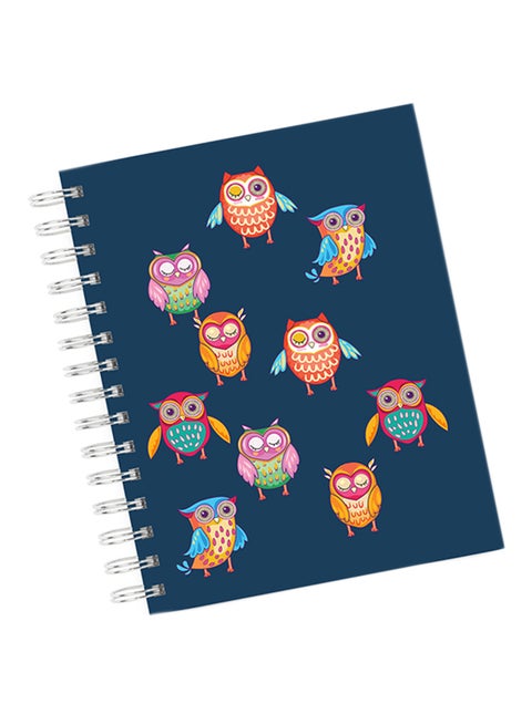 A4 Colorful Owl Pattern Notebook Blue