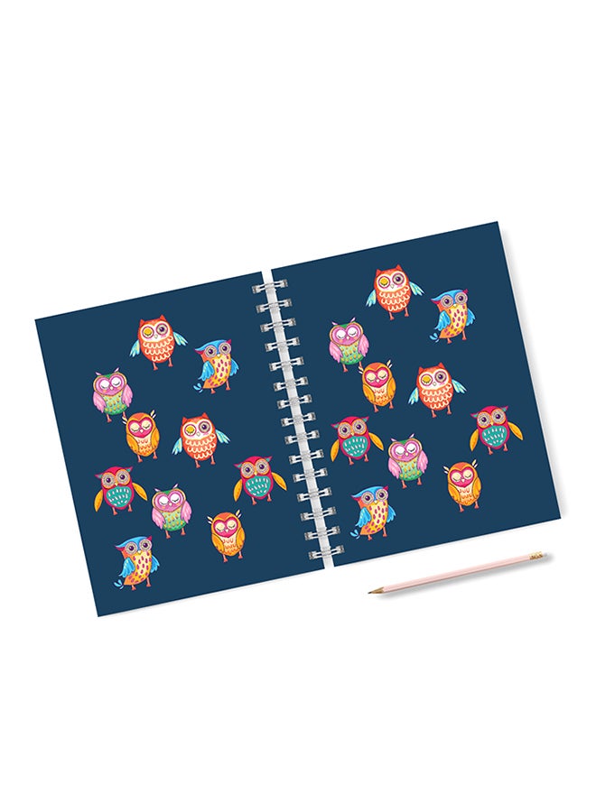 A4 Colorful Owl Pattern Notebook Blue