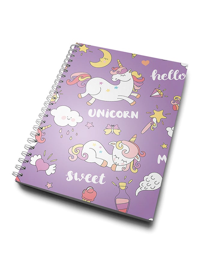 A4 Unicorn Pattern Notebook Pink/Purple/White