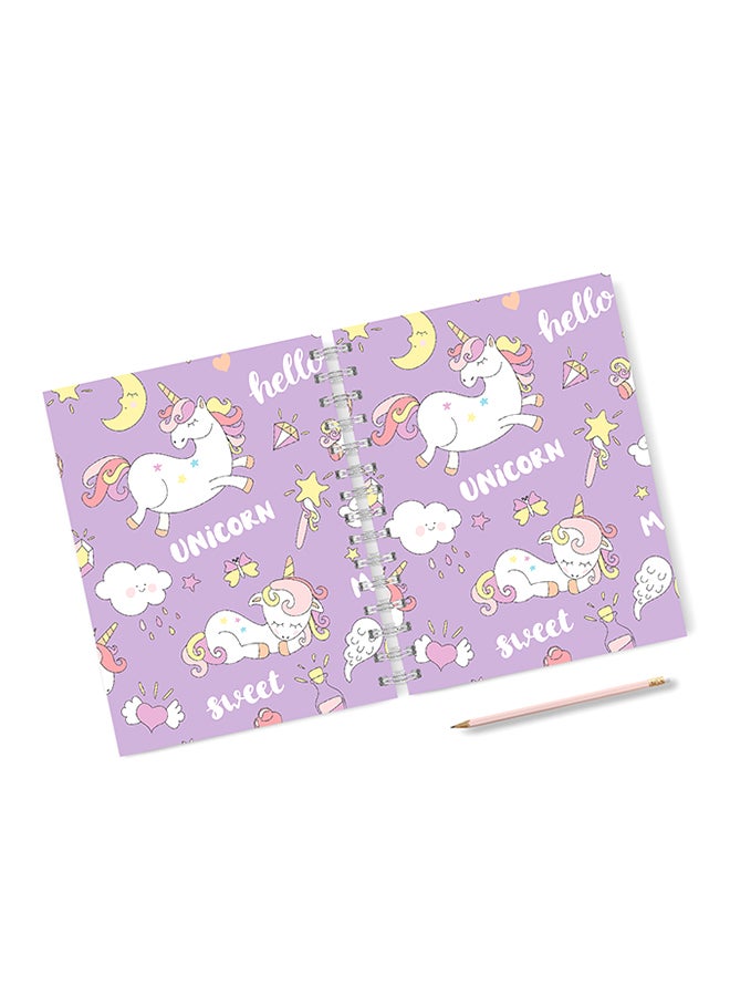 A4 Unicorn Pattern Notebook Pink/Purple/White