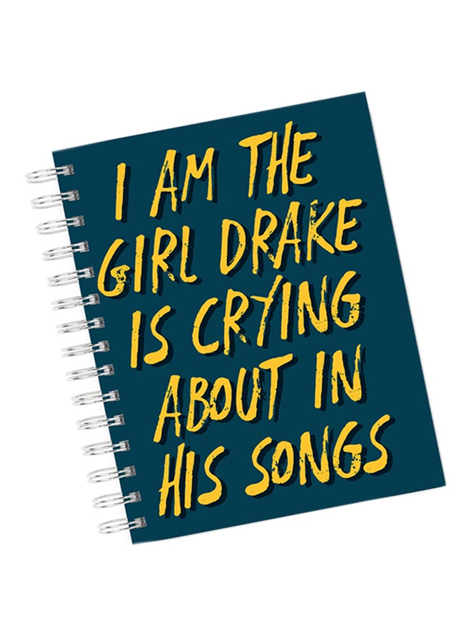 لاود يونيفيرس - دفتر ملاحظات مقاس A4 مطبوع عليه عبارة الفكاهة الموسيقية "I Am Girl Drake" أزرق - Image 1