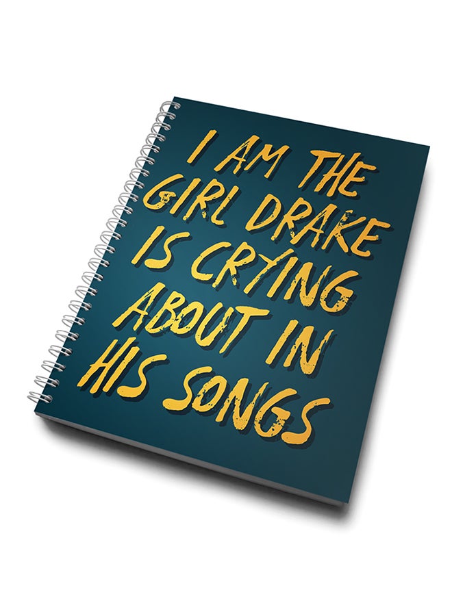 لاود يونيفيرس - دفتر ملاحظات مقاس A4 مطبوع عليه عبارة الفكاهة الموسيقية "I Am Girl Drake" أزرق - Image 1