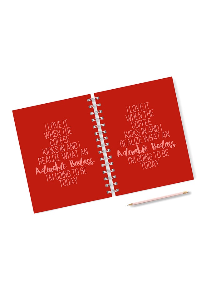 A4 Adorable Bada Coffee Typography Notebook Red