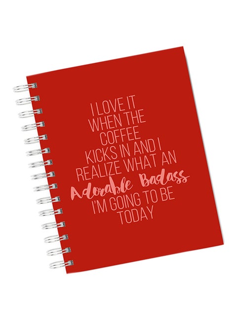 A4 Adorable Bada Coffee Typography Notebook Red