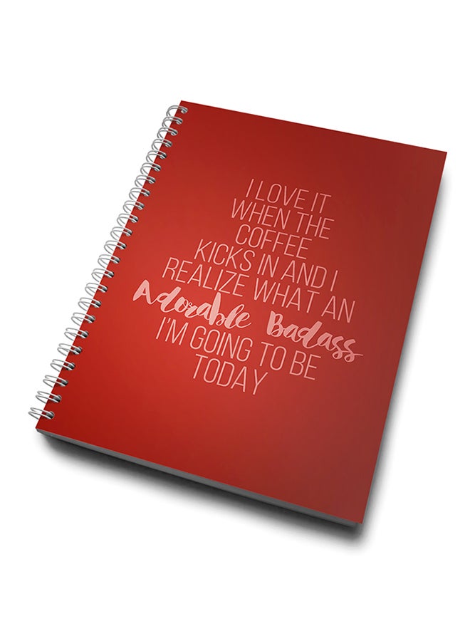 A4 Adorable Bada Coffee Typography Notebook Red