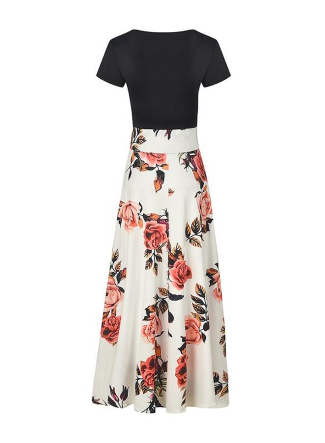 Sharpdo - Floral Pattern Maxi Dress Multicolour - Image 1