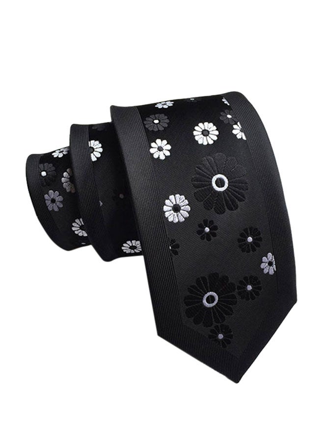 Floral Pattern Neck Tie Black/White
