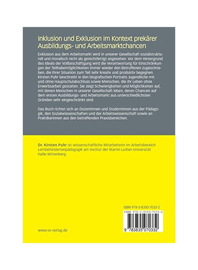 Inklusion Und Exklusion Im Kontext Prek Rer Ausbildungs- Und Arbeitsmarktchancen Paperback English by Kirsten Puhr - 17 Nov 2008  - Image 2