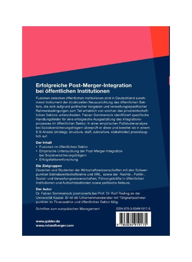 Erfolgreiche Post-Merger-Integration Bei Offentlichen Institutionen paperback german - 15 Oct 2009 - Image 2