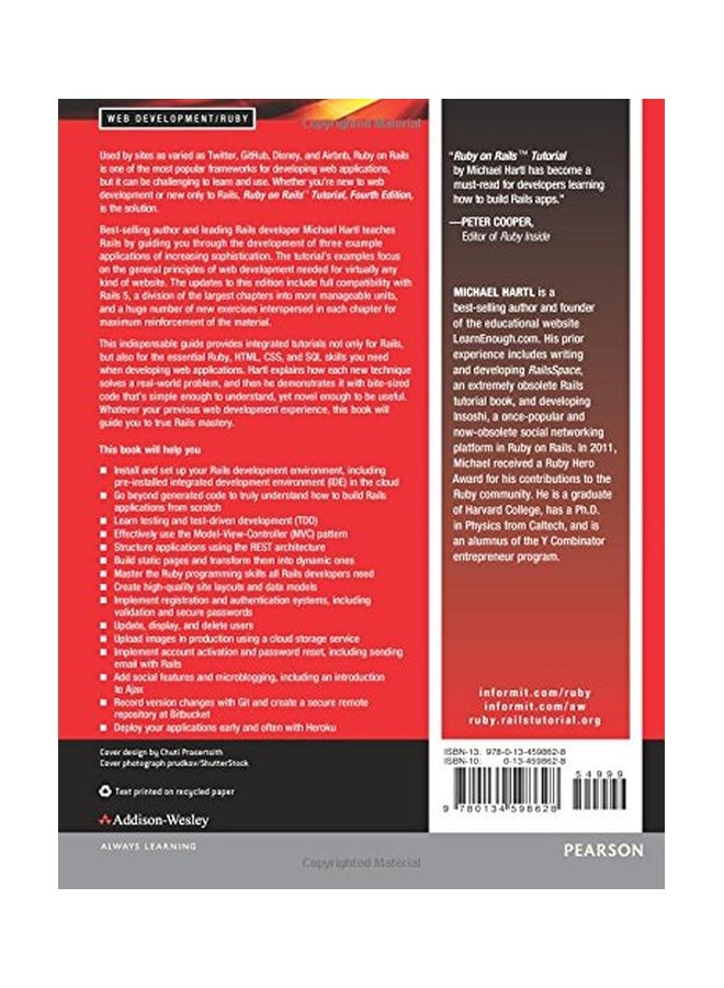 Ruby on Rails Tutorial: Learn Web Development With Rails paperback english - 17-Nov-16