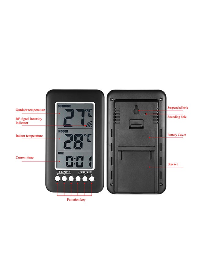 Lcd „ƒ/„‰ Digital Wireless Indoor/Outdoor Thermometer Clock Temperature Meter With Transmitter, E2345