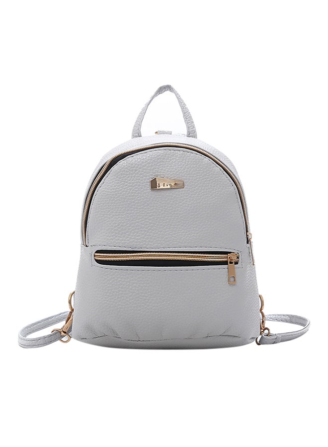 Leather Small Backpack Grey