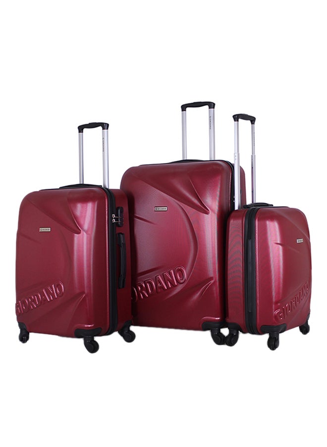 GIORDANO Hardside 3 Piece Luggage Trolley Set Burgundy  - Image 1