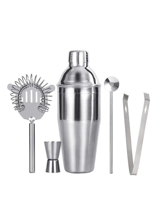 GEMWON 5-Piece Stainless Steel Cocktail Shaker Set Silver 
